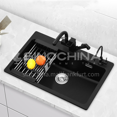 Black color quartz sink single sink kitchen dish basin single basin BP01
